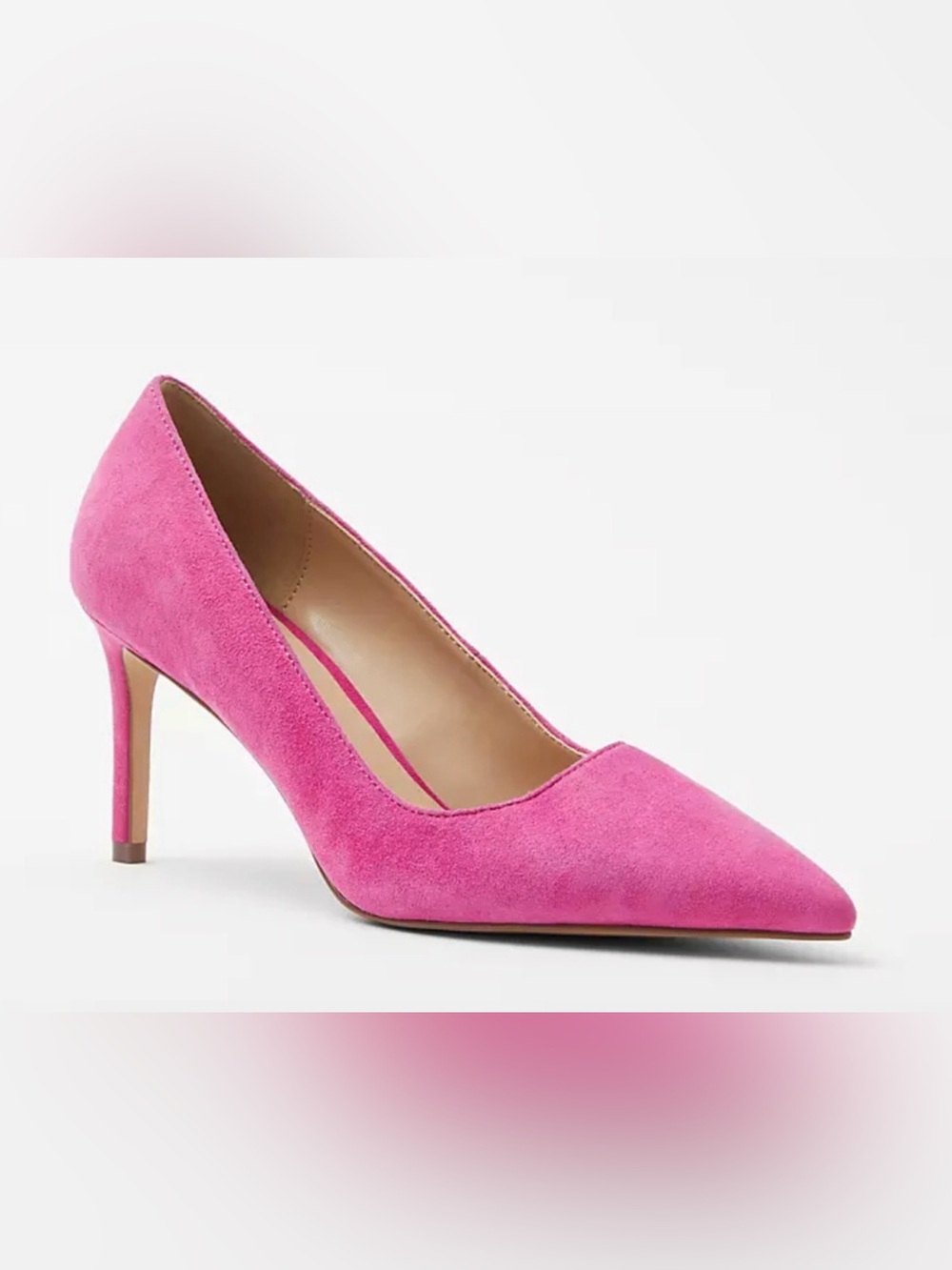 NEW ANN TAYLOR RAZZLE DAZZLE PINK SUEDE POINTY TOE STRAIGHT HEELS PUMPS SHOES 6